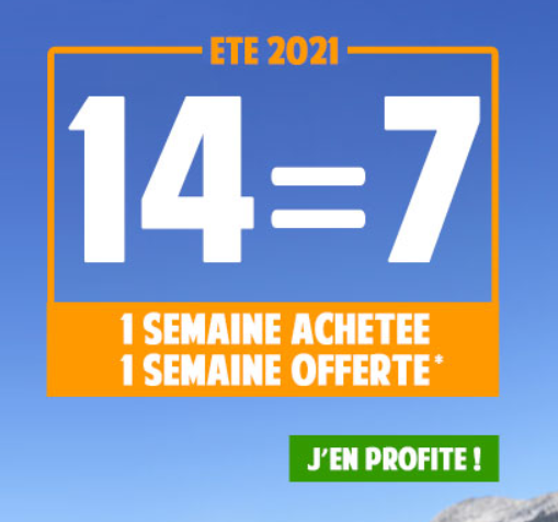 Montagne-vacances promotion été 2021: 1 Semaine d’hébergement achetée = 1 Semaine d’hebergement offerte